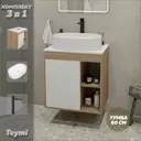 Тумба под раковину подвесная Teymi F10182 60см с раковиной цвет дуб