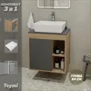Тумба под раковину подвесная Teymi F10197 60см с раковиной цвет дуб
