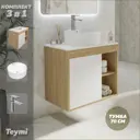 Тумба под раковину подвесная Teymi F10616 70см с раковиной цвет дуб