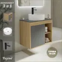 Тумба под раковину подвесная Teymi F10311 70см с раковиной цвет дуб