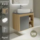 Тумба под раковину подвесная Teymi F04364 70см с раковиной цвет дуб