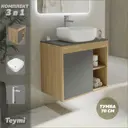 Тумба под раковину подвесная Teymi F04332 70см с раковиной цвет дуб