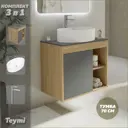 Тумба под раковину подвесная Teymi F04358 70см с раковиной цвет дуб