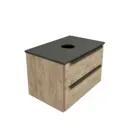 Комплект Teymi 3 в 1: Тумба Helmi 70 F08706 дуб крафт/графит + раковина Solli 50 накладная + смеситель Kati высокий, хром F08706