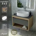 Комплект Teymi 3 в 1: Тумба Ritta 65 дуб эврика/графит матовый + раковина Iva 52 накладная + смеситель Ellie высокий хром F04030