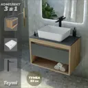 Комплект Teymi 3 в 1: Тумба Ritta 65 дуб эврика/графит матовый + раковина Helmi 50 накладная + смеситель Kati высокий черный матовый F08967
