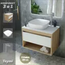Комплект Teymi 3 в 1: Тумба Ritta 65 дуб эврика/белый матовый + раковина Kati 43 накладная + смеситель Ellie высокий хром F03884
