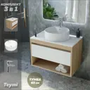 Комплект Teymi 3 в 1: Тумба Ritta 65 дуб эврика/белый матовый + раковина Lina Pro D40 с полочкой + смеситель Hanna хром F03985