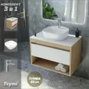 Комплект Teymi 3 в 1: Тумба Ritta 65 дуб эврика/белый матовый + раковина Solli 40 накладная с полочкой + смеситель Kati хром F03964