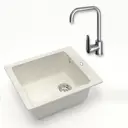 Мойка для кухни врезная Teymi Helmi F01516 50x42.5 см глубина чаши 19.5 см литьевой мрамор цвет белый