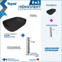 Раковина для ванной накладная Teymi Solli 60 черная матовая в комплекте смеситель высокий хром F12798