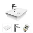 Комплект Teymi раковина F07631 Aina 49 с полочкой, смеситель Hanna, хром, выпуск Teymi с переливом белый F07631