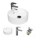 Комплект Teymi раковина F07618 Lina S D40 с полочкой, смеситель Hanna, хром, выпуск Teymi с переливом хром F07618