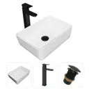 Комплект Teymi раковина F01751 Helmi 50 накладная, смеситель Helmi Pro высокий, черный матовый, выпуск Teymi без перелива черный F01751