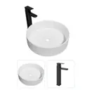 Комплект Раковина Teymi Lina D35 и смеситель Helmi Pro высокий черный матовый F07290