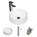 Комплект Teymi раковина F01692 Lina D41 накладная, смеситель Helmi Pro высокий, хром, выпуск Teymi без перелива хром F01692