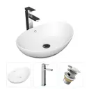 Комплект Teymi раковина F01686 Lori 60 накладная, смеситель Helmi Pro высокий, хром, выпуск Teymi с переливом хром F01686