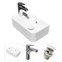 Комплект Teymi раковина F01678 Hanna 45 левая, подвесная, смеситель Ritta, хром, выпуск Teymi с переливом белый F01678