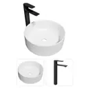 Комплект Раковина Teymi Lina D41 и смеситель Ellie высокий черный матовый F07307