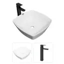 Комплект Раковина Teymi Kati 43 и смеситель Helmi Pro высокий черный матовый F07306