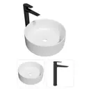 Комплект Раковина Teymi Lina D41 и смеситель Kati высокий черный матовый F07415