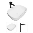 Комплект Раковина Teymi Solli 50 и смеситель Kati высокий черный матовый F07423