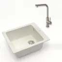 Мойка для кухни врезная Teymi Helmi F01471 50x42.5 см глубина чаши 19.5 см литьевой мрамор цвет белый
