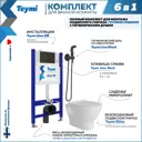 Комплект Teymi F08477 Инсталляция Aina 50, клавиша смыва черная, унитаз Ritta, гигиенический душ Lina черный матовый F08477
