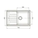 Мойка для кухни Granfest GF-P-760 L топ 49.5x75.6 см глубина чаши 20.5 см искусственный камень цвет топаз