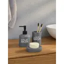 Набор аксессуаров для ванной ARYA HOME Arya 3 Ada серый: дозатор для мыла, Стакан для зубных щеток, стакан для зубных щеток, мыльница