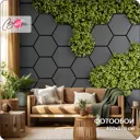 Фотообои флизелиновые Bartonwall 400x270 см 3Д Соты Листья Трава