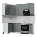 Кухонный гарнитур Стендмебель Призма УТ000588254 170x237x120 см ЛДСП цвет белый, светло-зеленый