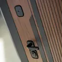 Входная дверь Лабиринт Кармина правый 205x96см цвет орех американский с патиной/серый софт рельеф П29