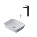 Раковина для ванной AM.PM накладная со смесителем Gem черный 51 см на столешницу