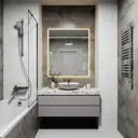 Зеркало с подсветкой в ванную One Mirror 110x90см сенсорное в алюминиевой раме цвет белое