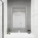 Зеркало с подсветкой в ванную One Mirror 100x70см сенсорное в алюминиевой раме цвет черное