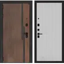 Входная дверь Лабиринт Кармина левый 205x96см цвет орех американский с патиной/белый софт рельеф П29