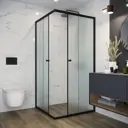 Душевое ограждение Domani-Spa Cube 99 90x90x190 см сатин-матированное стекло 4 мм, графит профиль, Black accents
