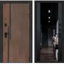 Входная дверь Labirintdoors Кармина правый 205x88см цвет орех американский с патиной/черный кварц с зеркалом ФЛЗ-1