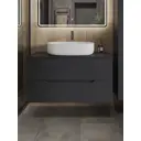 Тумба с раковиной подвесная Topline FLIPTUS100G-8600W 100 см цвет графит матовый