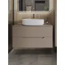 Тумба с раковиной подвесная Topline FLIPTUS100L-4600W 100 см цвет латте/белый