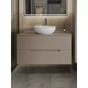 Тумба с раковиной подвесная Topline FLIPTUS100L-7420W 100 см цвет латте/белый