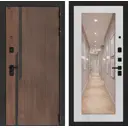 Входная дверь Лабиринт Кармина правый 205x96см цвет орех американский с патиной/сандал белый с зеркалом П18