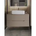 Тумба с раковиной подвесная Topline FLIPTUS100L-7600W 100 см цвет латте/белый