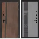 Входная дверь Labirintdoors Кармина правый 205x96см цвет орех американский с патиной/серый софт рельеф с зеркалом П32