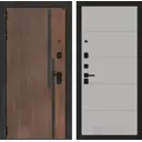 Входная дверь Лабиринт Кармина левый 205x96см цвет орех американский с патиной/грей софт с панелью П13
