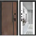 Входная дверь Labirintdoors Кармина левый 205x96см цвет орех американский с патиной/белый софт с зеркалом ФЛЗ-1