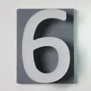 Адресная табличка на дом PINЛайт цифра "6" серая подложка c объемной теплой подсветкой