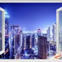 Фотообои Divino Decor Окно с видом на ночной город H-025 200x147 см