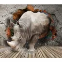 Фотообои флизелиновые Dekor vinil 300x260 см Носорог с эффектом 3D